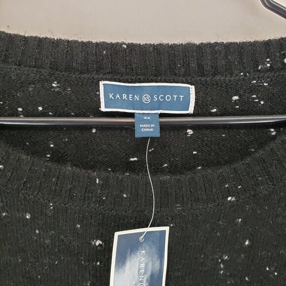 Karen Scott Plus Sweater Black Reindeer Sequin Design  3x (AR) - Picture 3 of 7